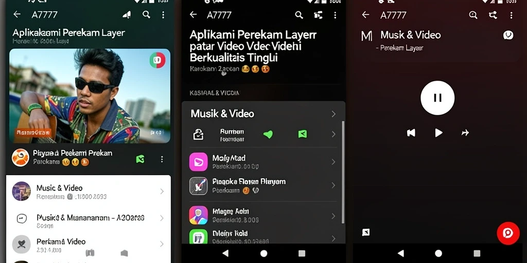 Antarmuka utama A7777 untuk merekam layar dengan mudah