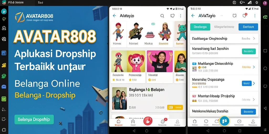 Antarmuka aplikasi AVATAR808 dengan fitur Dropship yang memudahkan.