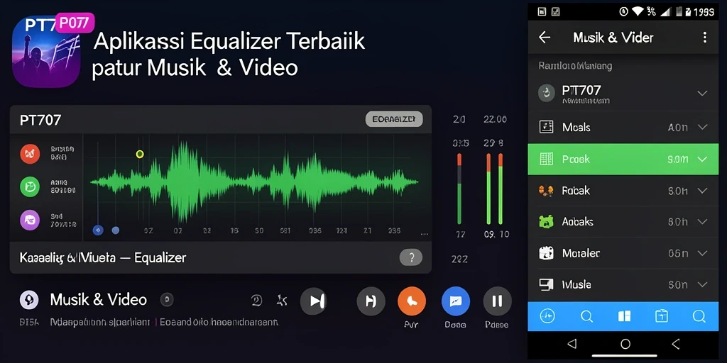 Antarmuka PT707 yang sederhana dan fungsional untuk pengaturan Equalizer.