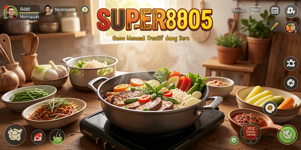 Tampilan antarmuka SUPER805 yang menarik dan berwarna-warni.