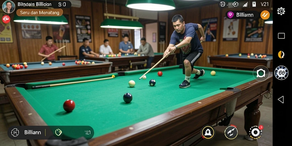 Tampilan antarmuka game Billiard V21 yang user-friendly.