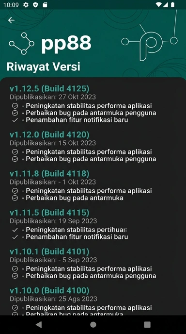 Riwayat Versi pp88: Semua Pembaruan dan Fitur